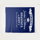 Moderne marineblauw Afstuderen Foto Booth-achtergr Wandkleed (Voorkant (horizontaal))