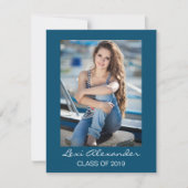 Moderne marineblauw Afstuderen Fotouitnodiging (Voorkant)