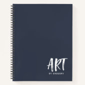 Moderne marineblauw artistieke zakboek met naam notitieboek (Voorkant)