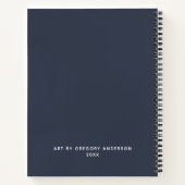 Moderne marineblauw artistieke zakboek met naam notitieboek (Achterkant)