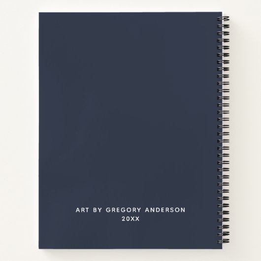 Moderne marineblauw artistieke zakboek met naam notitieboek (Achterkant)