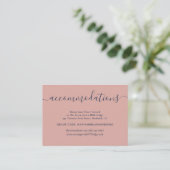 Moderne marineblauw blush Wedding Accommodards Informatiekaartje (Staand voorkant)