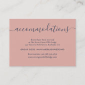 Moderne marineblauw blush Wedding Accommodards Informatiekaartje (Voorkant)