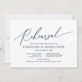 Moderne marineblauw, bruiloft-repetitie en diner kaart