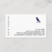 Moderne marineblauw copywriter Personal Merk Bird Visitekaartje (Achterkant)