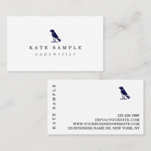 Moderne marineblauw copywriter Personal Merk Bird Visitekaartje (Voorkant / Achterkant)