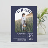 Moderne marineblauw elegant 5 foto's afstuderen kaart (Staand voorkant)