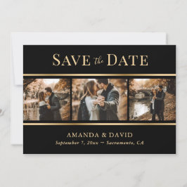 Moderne marineblauw en blush roze bruiloft foto save the date