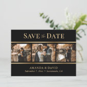 Moderne marineblauw en blush roze bruiloft foto save the date (Staand voorkant)