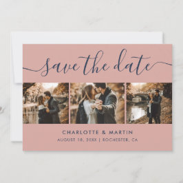 Moderne marineblauw en Blush Wedding Foto Save The Date