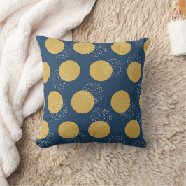 Moderne marineblauw en gouden polka stippen kussen