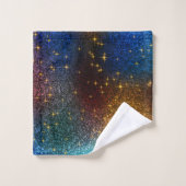 Moderne marineblauw en goudglittertextuur bad handdoek (Wasdoekje)