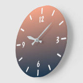Moderne marineblauw en koraalgradiënt grote klok (Hoek)