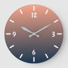 Moderne marineblauw en koraalgradiënt grote klok