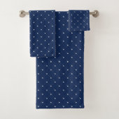 Moderne marineblauw en wit dot gecheckt patroon bad handdoek (Insitu)