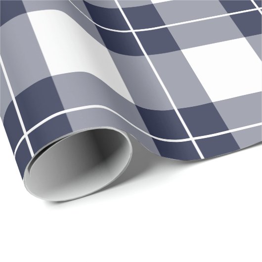 Moderne marineblauw en wit patroonpatroon cadeaupapier (Rol Hoek)