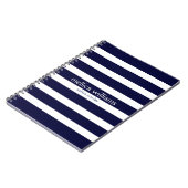 Moderne marineblauw- en witstrooppatroon notitieboek (Linkerzijde)