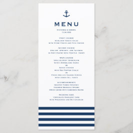 Moderne marineblauw en witte anchor nautical Weddi Menu