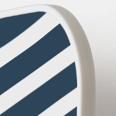 Moderne marineblauw en witte stripmonogram pickleball paddle (Links Detail)