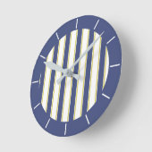 Moderne marineblauw en witte strook ronde klok (Hoek)