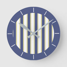 Moderne marineblauw en witte strook ronde klok