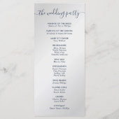 Moderne marineblauw en zilver we wedden programmakaart (Achterkant)