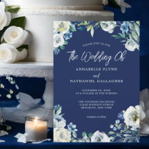Moderne marineblauw-Floral Winter Wedding