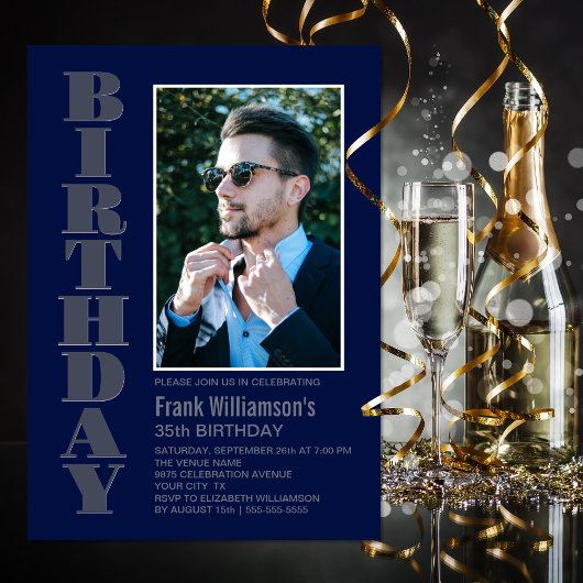 Moderne marineblauw foto van elke grijze leeftijd kaart