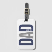 Moderne marineblauw gepersonaliseerd vader opgeric bagagelabel (Voorkant (verticaal))