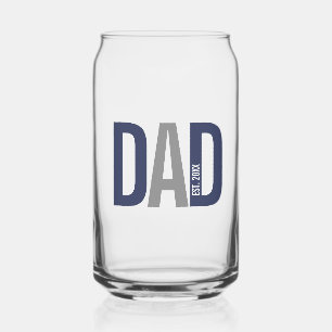 Moderne marineblauw gepersonaliseerd vader opgeric blikvorm glas