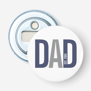 Moderne marineblauw gepersonaliseerd vader opgeric button flesopener