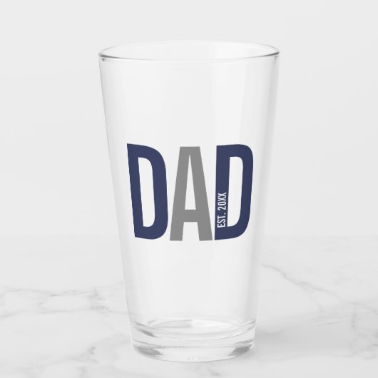 Moderne marineblauw gepersonaliseerd vader opgeric glas (Voorkant)
