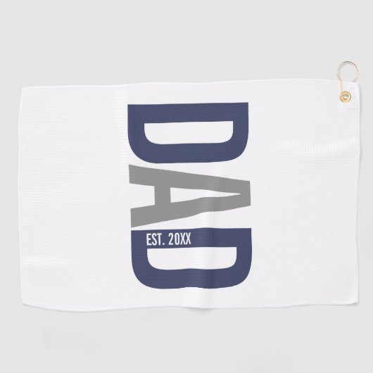 Moderne marineblauw gepersonaliseerd vader opgeric golfhanddoek (Horizontaal)