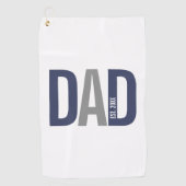 Moderne marineblauw gepersonaliseerd vader opgeric golfhanddoek (Voorkant)