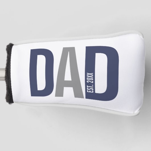 Moderne marineblauw gepersonaliseerd vader opgeric golfheadcover (Voorkant)