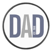 Moderne marineblauw gepersonaliseerd vader opgeric hockey puck (Voorkant)