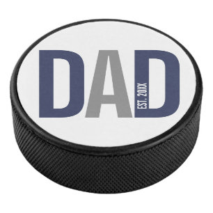 Moderne marineblauw gepersonaliseerd vader opgeric hockey puck