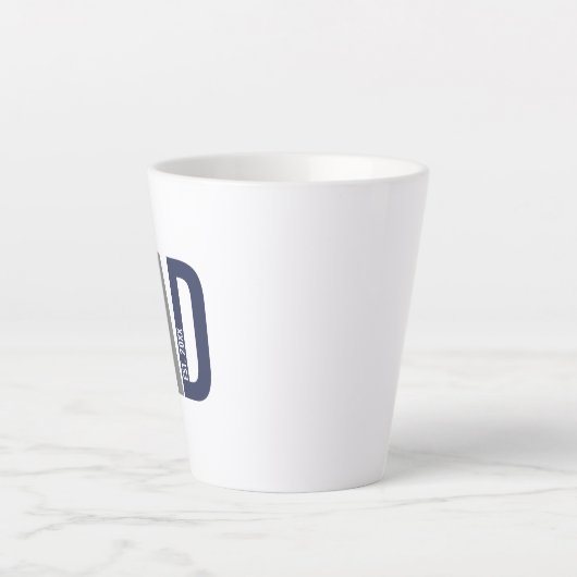 Moderne marineblauw gepersonaliseerd vader opgeric latte mok (Voorkant)