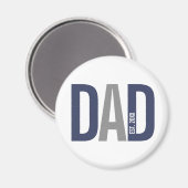 Moderne marineblauw gepersonaliseerd vader opgeric magneet (Voorkant / Achterkant)