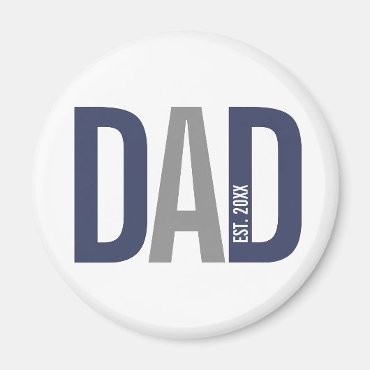 Moderne marineblauw gepersonaliseerd vader opgeric magneet (Voorkant)