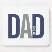 Moderne marineblauw gepersonaliseerd vader opgeric muismat (Voorkant)