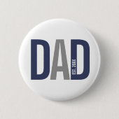 Moderne marineblauw gepersonaliseerd vader opgeric ronde button 5,7 cm (Voorkant)