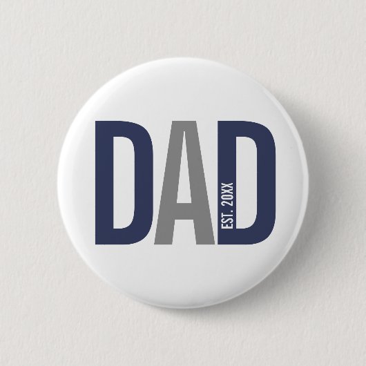 Moderne marineblauw gepersonaliseerd vader opgeric ronde button 5,7 cm (Voorkant)