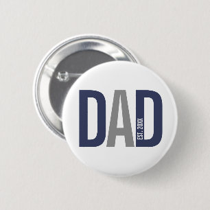 Moderne marineblauw gepersonaliseerd vader opgeric ronde button 5,7 cm