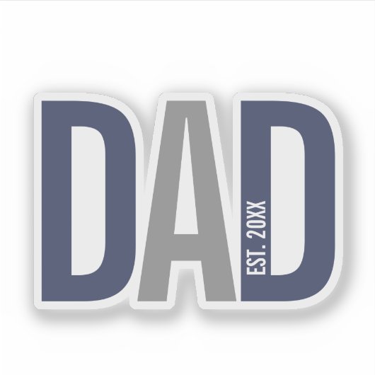 Moderne marineblauw gepersonaliseerd vader opgeric sticker (Voorkant)