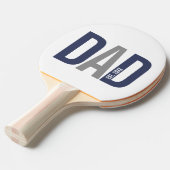 Moderne marineblauw gepersonaliseerd vader opgeric tafeltennisbatje (Voorkant Gekanteld)