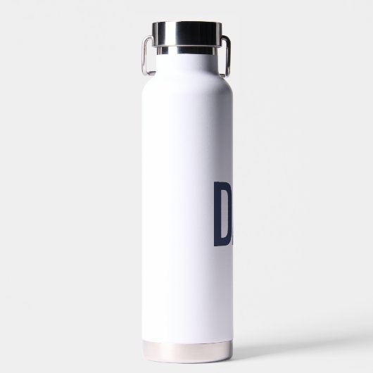 Moderne marineblauw gepersonaliseerd vader opgeric waterfles (Voorkant)