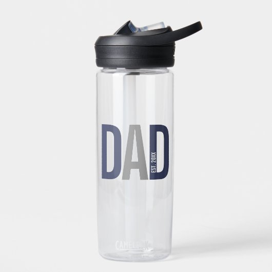 Moderne marineblauw gepersonaliseerd vader opgeric waterfles (Links)