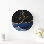 Moderne marineblauw-goudgegeode monogram groot C Grote Klok (Huis)