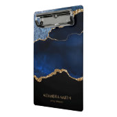 Moderne marineblauw goudmarmer Glitter Kantoor Mini Klembord (Angled2)